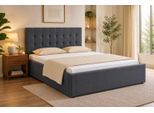 Polsterbett OTTO HOME "Hamar, Knopfsteppung im Kopfteil, bis 250 KG belastbar", grau (anthrazit, anthrazit, anthrazit), B:149cm H:105cm L:217cm, Betten, Polsterbett, in verschiedenen Größen und Stoffen und Farben