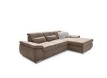 Ecksofa DIE PLANBAR "MP-IN16037 L-Form, Breite 289 cm, mit Kaltschaum-Polsterung", braun (mandel), B:289cm H:85cm T:195cm, 100% Polyester, Sofas, Ecksofa, mit Sitztiefenverstellung & Zierkissen