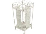 Schirmständer AMBIENTE HAUS "Schirmhalter eckig - in antikweiß", weiß, B:23cm H:43cm T:23cm, Metall, Regenschirmständer, Schirmständer, mit einer 3 cm tiefen Tropfschale aus stabilem Metall