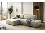 Ecksofa OTTO HOME "SHERWOOD, Schlafsofa in L-Form offen (275cm), Cord, Leinenoptik", grün (hellgrün), B:275cm H:85cm T:167cm, 100% Polyester, Sofas, Ecksofa, Schlaffunktion und Bettkasten, Kedernaht, hoher Sitz- & Liegekomfort