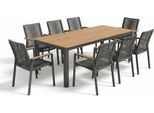 Garten-Essgruppe AMBIENTE HAUS "Garten 8er Set 220x95cm grau", braun (grau), B:220cm H:74cm T:95cm, Aluminium, Sitzmöbel-Sets, Garten-Essgruppe