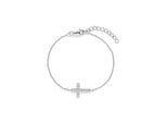 Armband S.OLIVER "Cross, Kreuz-Motiv", silber (silberfarben, kristallweiß, kristallweiß), Armbänder, Mädchen, 14,5cm, Silber 925 (Sterlingsilber), Armband, mit Zirkonia (synth.)