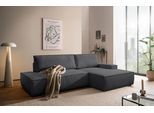 Ecksofa OTTO HOME "SHERWOOD, Schlafsofa in L-Form offen (275cm), Cord, Leinenoptik", grau (anthrazit), B:275cm H:85cm T:167cm, 100% Polyester, Sofas, Ecksofa, Schlaffunktion und Bettkasten, Kedernaht, hoher Sitz- & Liegekomfort