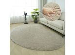 Hochflor-Teppich "Halrum, einfarbig, besondere Form, modern" Gr. 72, beige, B:160cm H:25mm L:240cm, Kunstfaser, LEGER HOME BY LENA GERCKE, Teppiche, organische Form, bean shape, kuschelig, Wohnzimmer, Schlafzimmer