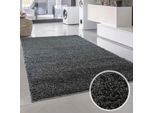 Hochflor-Teppich CARPET CITY "Shaggi uni 500" Gr. 6, grau (dunkelgrau), B:200cm H:30mm L:290cm, Kunstfaser, Teppiche, Läufer, Shaggy, Uni, Langflor, weich, Wohnzimmer, Schlafzimmer, Kinder