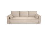 Xora Schlafsofa, Beige, Textil, 3-Sitzer, Füllung: Schaumstoffflocken,Schaumstoffflocken, 232x85x92 cm, Rücken echt, Armteil links, rechts, Wohnzimmer, Sofas & Couches, Schlafsofas, Schlafsofas mit Bettkasten