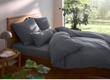 Bettwäsche OTTO HOME "Valje", grau (anthrazit), B/L: 135cm x 200cm, 1 Stk., 1 Stk., Jersey, B/L: 40cm x 80cm, 2 Stk., Jersey, Obermaterial: 100% Baumwolle, Bettwäsche, Bettwäsche, NEUHEIT: ab Größe 135x200 cm, Jersey Qualität in Melange-Optik
