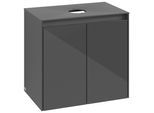 Villeroy & Boch Waschtischunterschrank Collaro 600x548x380mm 2trg. Waschbecken mittig Glossy Grey C15000FP