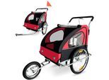 SAMAX Fahrradanhänger 2in1 Jogger - in Rot/Schwarz - Silver Frame