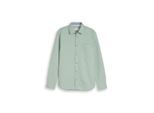 TOM TAILOR Herren Regular Fit Hemd mit Waffelstruktur, grün, Uni, Gr. M