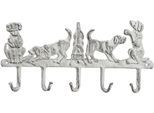 Garderobenhaken AMBIENTE HAUS "Welpen Haken aus Gusseisen", weiß, braun, grau, B:36cm H:17cm T:3cm, Gusseisen, Garderobenhalter, Garderobenhaken