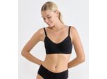 Soft-BH SLOGGI "ZERO Feel Pure", Damen, Gr. S, N-Gr, schwarz, Single Jersey, Obermaterial: 54% Modal, 24% Polyamid, 22% Elasthan, BHs Soft-BH, mit herausnehmbaren, atmungsaktiven Pads, dezenter Streifeneffekt