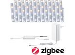 PAULMANN LED-Streifen "MaxLED 250 Basisset Smart Home Zigbee IP44 18W 135", silber (silberfarben), Dioden 150 Stk. Flammen 1 Stk., Gesamtlänge 5m, Lichterketten, 5m, Tunable White, beschichtet, LED-Streifen