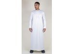 Witte Thobe-gewaad voor heren, satijn Emirati Islamitische Jubba Eid, normale pasvorm