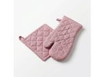 Topfhandschuhe HOME AFFAIRE "Handschuh & Topflappen Set Rose", rosa, B:20cm L:20cm, Baumwolle, Topflappen