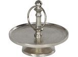 Servierplatte AMBIENTE HAUS "Etagere 1 Stufe in Silberfarben", silber (silberfarben), B:19cm H:17cm L:19cm T:19cm Ø:19cm, Aluminium, Servierplatten, Servierplatte