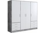 Kleiderschrank FORTE "Jupiter, Made in Europe, mit 6 Schubladen, Stauraum", grau (beton, weiß), B:207cm H:200cm T:60cm, FSC-zertifizierter Holzwerkstoff, Schränke, Kleiderschrank, Stauraum, 2 Breiten, 4 Farben, Schubladen, variable Einlegeböden