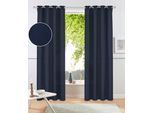 Vorhang OTTO HOME "Raja" Gr. 4, blau (dunkelblau), B:140cm H:245cm, Polyester, Recyceltes Material, Gardinen, Vorhang, einfarbig, Einfache Montage, Pflegeleicht, Ösen, 2 er Pack, uni