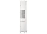 Hochschrank WELLTIME "Venezia Landhaus", weiß, B:33cm H:176cm T:33cm, Schränke, Hochschrank, Badmöbel, aus massiver Kiefer, 2 Türen, 1 Schublade, Breite 33 cm