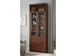 Vitrine OTTO HOME "Soeren Regal mit 2 Glastüren und 2 Holztüren, B/TH: 80/29/220 cm", braun (dunkelbraun), B:80cm H:220cm T:29cm, Massivholz, Schränke, Vitrine, Kiefer FSC-zertifiziert, 1 offenes Fach, 6 Fächer hinter den Türen