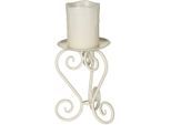 Kerzenständer AMBIENTE HAUS "Kerzenhalter in Antikweiß - (H) 20 cm", weiß, B:13cm H:20cm T:13cm, Schmiedeeisen, Kerzenhalter, Kerzenständer, für echte oder LED-Kerzen aus Metall