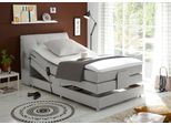 Boxspringbett ED EXCITING DESIGN "Carpino wahlweise in den Breiten 120cm oder 180cm erhältlich", grau (hellgrau artemis 18 silber), B:122cm L:234cm, Komplettbetten, Boxspringbett, inkl. Motor, Stauraum im Kopfteil und Topper