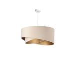Hängeleuchte Galaxy, Gold, Beige, Metall, Kunststoff, Textil, oval,oval, 93 cm, Handmade in Europe, Europäischer Sicherheitsstandard, Schutzklasse II (Schutzisoliert), Lampen & Leuchten, Innenbeleuchtung, Leuchten nach Räumen, Esstischlampen