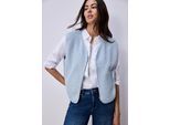 Fellimitatweste STREET ONE, Damen, Gr. 40, calm blau, Stoff, 100% Polyester, unifarben, normal normal, V-Ausschnitt, Westen, mit V-Ausschnitt