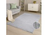 Teppich CARPET CITY "WAVES 503", grau, B:200cm H:12mm L:290cm, Obermaterial: 100% Polyester, Teppiche, Teppich, Kurzflor, Hochtief-Muster/ 3D-Effekt, Uni, Wohnzimmer, Schlafzimmer
