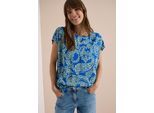 Kurzarmbluse CECIL, Damen, Gr. M (40), surf blau, Stoff, 100% Viskose, gemustert, klassisch normal, Rundhals, normaler Saum, Blusen, in Blusen-Optik