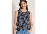 Blusentop CECIL, Damen, Gr. M (40), universal blau, Stoff, 100% Viskose, Paisley, normal normal, Rundhals, abgesteppt, Blusen Blusentop, aus softer Viskose