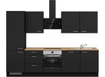 Küchenzeile NOBILIA "Touch II", NEU: individuell anpassbar mit gratis Profi-Beratung", schwarz (küche: schwarz, korpus: schwarz, arbeitsplatte: eiche sierra nachbildung), B:300,3cm H:216,6cm T:60cm, Komplettküchen-Sets, Küchenzeile, vormontiert, Breite 300 cm, Ausrichtung wählbar, wahlw. mit E-Geräten