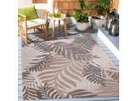 Teppich SANAT "Floral Outdoor", beige (creme), B:60cm H:6mm L:110cm, Kunstfaser, Teppiche, Teppich, In- und Outdoor geeignet, florales Design, Balkon, Terasse