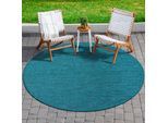 Teppich SANAT "Melissa 8000", blau, H:10mm Ø:200cm, Kunstfaser, Teppiche, Teppich, Kurzflor, In -und Outdoor geeignet, Wohnzimmer