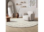 Teppich SANAT "Boho 8202", beige (creme), H:10mm Ø:120cm, Kunstfaser, Teppiche, Teppich, Kurzflor, robust, Boho, Scandic, für Fussbodenheizung geeignet