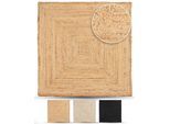Teppich CARPETFINE "Nele Juteteppich Naturfaser", beige (natur), B:200cm H:6mm L:200cm, Jute, Teppiche, Teppich, geflochtener Wendeteppich aus 100% Jute, quadratisch und als Läufer