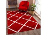 Hochflor-Teppich SANAT "Madrid", rot, B:120cm H:30mm L:170cm, Kunstfaser, Teppiche, Wohnzimmer, Langflor, Shaggy Teppich
