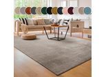 Teppich PACO HOME "Cadiz 630", grau, B:60cm H:14mm L:100cm, Polyester, Teppiche, Teppich, Uni-Farben, besonders weich, waschbar, auch als Läufer erhältlich