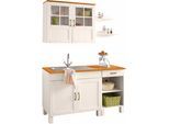 Pantryküche HOME AFFAIRE "Alby", weiß (küche: weiß, korpus: weiß, arbeitsplatte: honigfarben), B:150cm T:50cm, Komplettküchen-Sets, Breite 150 cm, in 2 Tiefen, ohne E-Geräte