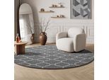 Teppich SANAT "Boho 8202", grau (dunkelgrau), H:10mm Ø:120cm, Kunstfaser, Teppiche, Teppich, Kurzflor, robust, Boho, Scandic, für Fussbodenheizung geeignet