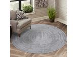 Teppich CARPET CITY "FLAIR171", grau, H:11mm Ø:200cm, Obermaterial: 50% Polyester, 50% Polypropylen, Teppiche, Teppich, Kurzflor-Teppich, Skandi-Stil, Wohnzimmer