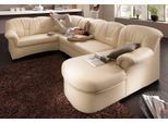 Wohnlandschaft DOMO COLLECTION "Papenburg, zeitlose Rückensteppung, elegante Formensprache, U-Form", beige (natur), B:297cm H:84cm T:180cm, Struktur ( 90% Polyester, 10% Polyacryl);Microfaser PRIMABELLE (100% Polyester);Kunstleder SOFTLUX;Luxus-Microfaser (100% Polyester), Sofas, Wohnlandschaft, in großer Farbvielfalt, wahlweise mit Bettfunktion