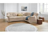 Ecksofa DOMO COLLECTION "SARAFINA 240x190 cm, auch mit Federkern für mehr Sitzkomfort", beige, B:240cm H:83cm T:190cm, Microfaser PRIMABELLE (100% Polyester) / Struktur (90% Polyester; 10% Polyacryl);Luxus-Microfaser (92% Polyester, 8% Nylon);Microfaser PRIMABELLE (100% Polyester), Sofas, Ecksofa, whlw. mit Bettfunktion, elegantes Design, L-Form