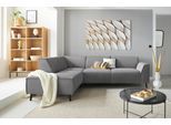 Ecksofa DOMO COLLECTION "Amora, bequem und zeitlos, L-Form", grau (hellgrau), B:263cm H:81cm T:191cm, Sofas, Ecksofa, mit Federkern, Fußhöhe passend für gängige Saugroboter