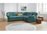 Ecksofa DOMO COLLECTION "SARAFINA 240x190 cm, auch mit Federkern für mehr Sitzkomfort", blau (petrol), B:240cm H:83cm T:190cm, Microfaser PRIMABELLE (100% Polyester) / Struktur (90% Polyester; 10% Polyacryl);Luxus-Microfaser (92% Polyester, 8% Nylon);Microfaser PRIMABELLE (100% Polyester), Sofas, Ecksofa, whlw. mit Bettfunktion, elegantes Design, L-Form