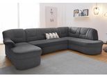 Wohnlandschaft DOMO COLLECTION "SARAFINA 295x83x180 cm, auch mit Federkern für mehr Sitzkomfort", grau (anthrazit), B:295cm H:83cm T:180cm, Luxus-Microfaser (92% Polyester, 8% Nylon);Microfaser PRIMABELLE (100% Polyester);Microfaser PRIMABELLE (100% Polyester) / Struktur (90% Polyester; 10% Polyacryl), Sofas, Wohnlandschaft, whlw. mit Bettfunktion, elegantes Design, U-Form