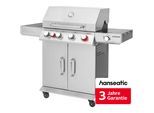 Gasgrill HANSEATIC "Memphis, 3 x Hauptbrenner, Infrarot-Heck-, Turbo- und Seitenbrenner", silber (schwarz, silber), B:133cm H:113,6cm T:61cm, Grills, Gasgrill, inkl. 3 Jahre Herstellergarantie