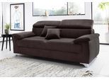 2,5-Sitzer DOMO COLLECTION "Mira inklusive Kopfteilverstellung für mehr Wohlfühlkomfort", braun (espresso), B:205cm H:78cm T:100cm, Zierkissen: Entsprechend jeweiligem Bezug.;Struktur (100% Polyester);Struktur fein (100% Polyester);Luxus-Microfaser (92% Polyester, 8% Nylon), Sofas, 2 5-Sitzer, elegant und modern, komfortabel, frei im Raum stellbar
