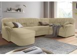 Wohnlandschaft DOMO COLLECTION "Bahia mit viel Platz, zeitloses Design, U-Form", beige, B:308cm H:91cm T:200cm, Luxus-Microfaser (100% Polyester), mit Muster;Struktur (100% Polyester), Sofas, Wohnlandschaft, wahlweise mit Bettfunktion