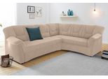 Ecksofa DOMO COLLECTION "SARAFINA 240x190 cm, auch mit Federkern für mehr Sitzkomfort", beige (natur), B:240cm H:83cm T:190cm, Microfaser PRIMABELLE (100% Polyester) / Struktur (90% Polyester; 10% Polyacryl);Luxus-Microfaser (92% Polyester, 8% Nylon);Microfaser PRIMABELLE (100% Polyester), Sofas, Ecksofa, whlw. mit Bettfunktion, elegantes Design, L-Form